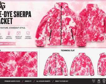 Roze tie-dye fleece jack dames sherpa teddy jas gezellige winter zip-up jas zacht pluche streetwear