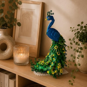 Handmade Peacock DIY Building Kit – Miniature Bird Decor – Modern Home Shelf Decoration – Creative Gift for Adults