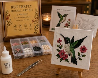 DIY Hummingbird Mosaic Art Kit – Creative Craft Set – Relaxing DIY Activity – Handmade Home Decor – Gift for Adults & Kids