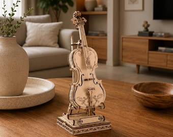 3D Wooden Violin Puzzle Kit – DIY Mechanical Model – Wooden Music Instrument Craft – Creative Gift for Music Lovers & Home Decor