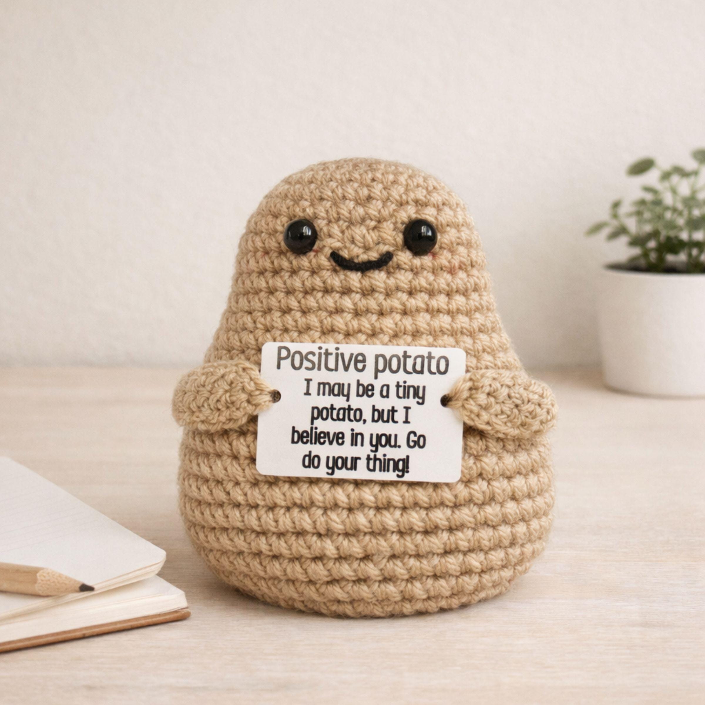 30 Potato Crochet Patterns: Spud Amigurumi, Desk Buddies, Play Food, and Clever Gag Gifts 33 Positive Potato Desk Buddy Crochet Pattern