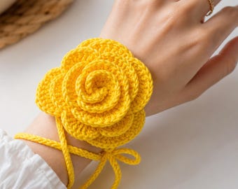 Crochet Rose Pattern PDF, Summer Flower Accessory Tutorial, Crochet Choker Bracelet Anklet Hair Accessory, Video Included