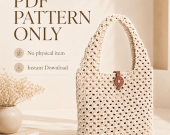 Ivory Mesh Tote Bag Crochet Pattern PDF, Granny Stitch Shoulder Bag, Video Tutorial