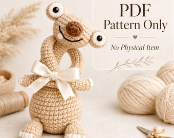 Long Neck Sloth Crochet Pattern PDF, Amigurumi Bag Charm, Funny Animal Keychain, Video Tutorial, Instant Download