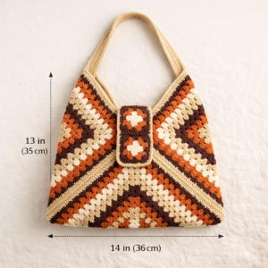 Crochet Tote Bag Pattern PDF + Video Tutorial, Granny Square Bag Pattern, Beginner Crochet Bag, Boho Crochet Bag, Instant Download