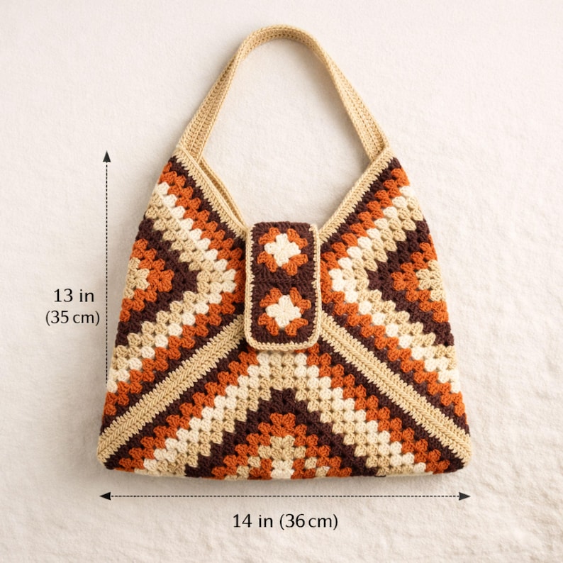 Crochet Tote Bag Pattern PDF + Video Tutorial, Granny Square Bag Pattern, Beginner Crochet Bag, Boho Crochet Bag, Instant Download