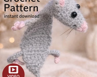Crochet Rat Pattern PDF, Amigurumi Mouse Keychain, Crochet Mouse Pattern, Cute Rat Plush, Video Tutorial, Beginner Friendly,Instant Download