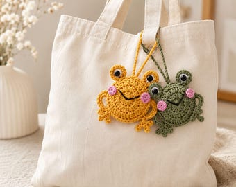Crochet Frog Keychain Pattern PDF, Frog Bag Charm Crochet Pattern, Beginner Crochet Pattern, Cute Frog Hanger, Video Tutorial