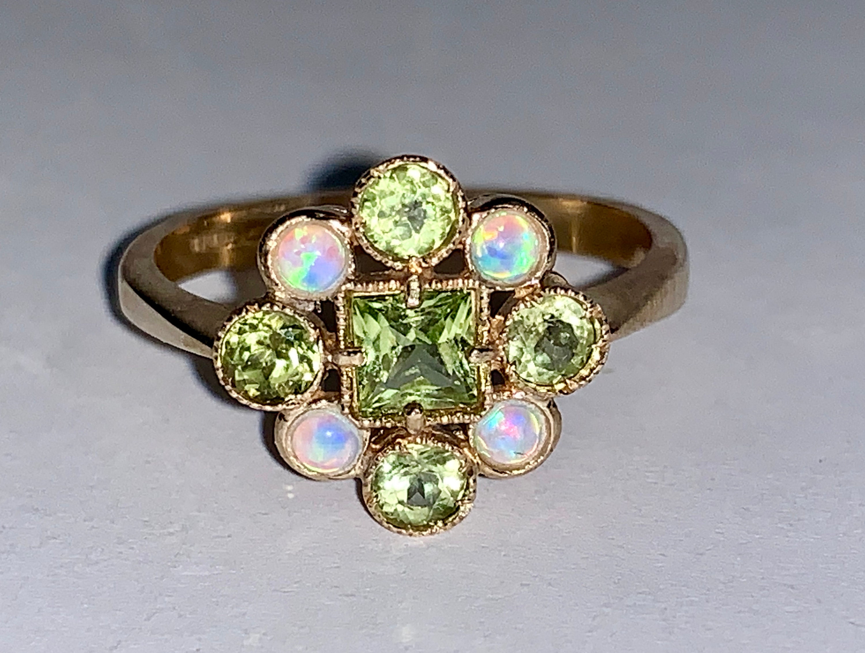 Lovely Peridot and Opal Ring size 7 Etsy