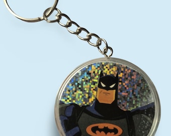 Vintage Holographic POG Batman/ Batman: The Animated Series - 1995| Two sided Keychain/Keyring| 90s Retro Nostalgia Accessory