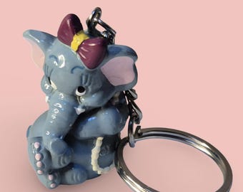 Vintage Kinder Egg Surprise Funny Elephant Keychain/Keyring| 90s Retro Nostalgia Cute Toy Accessory