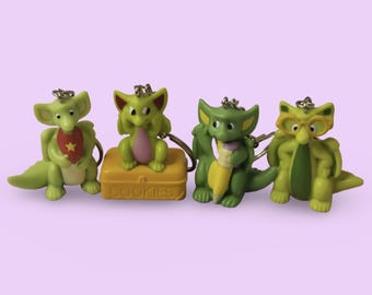 Personalized Initial Options | Vintage Pocket Dragons Keychain/Keyring |Weetos Promotional Cereal Toy | 90s Retro Cute Nostalgia Accessory