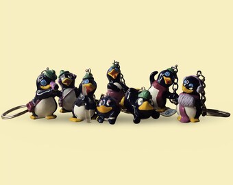Personalized Initial Options | Vintage Kinder Egg Surprise Penguins Keychain/Keyring| 90s Retro Nostalgia Cute Toy Accessory
