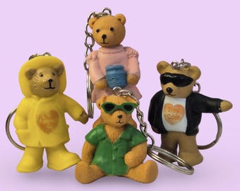Personalized Initial Options | Vintage Bear Keychain| Teddy In My Pocket| Cereal Toy Kellogg's |MEG| 90s Retro Cute Nostalgia Accessory