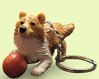 Vintage Dog/Puppy With Ball Keychain/Keyring| Puppy in My Pocket |MEG| 90s Retro Nostalgia Cute Toy Accessory