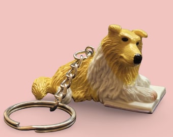 Vintage Dog With Book Keychain/Keyring| Puppy in My Pocket |MEG| 90s Retro Nostalgia Cute Toy Accessory