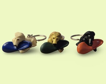 Personalized Initial Options| Vintage Afghan Hound Keychain/Keyring| Puppy in My Pocket |MEG| 90s Retro Nostalgia Cute Toy Accessory