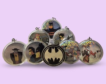 Vintage Holographic POG Batman and Others/ Batman: The Animated Series - 1995| Two sided Keychain/Keyring| 90s Retro Nostalgia Accessory
