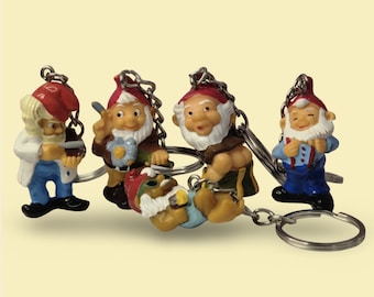 Personalized Initial Options | Vintage Kinder Egg Surprise Gnomes Keychain/Keyring| 90s Retro Nostalgia Cute Toy Accessory