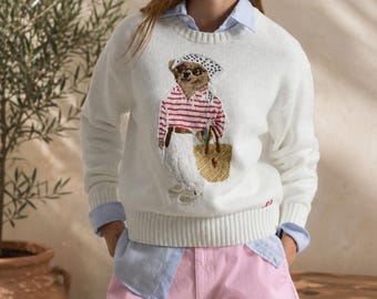 Classic Dapper Bear Knit Jumper | Heritage Luxury Pullover | Timeless Aesthetic Knitwear