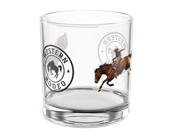 Western Rodeo Logo Rocks Glass | Bull Riding Cowboy 10oz giftin g