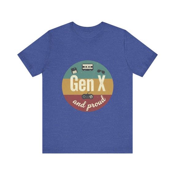 Gen X and Proud T-Shirt | Retro 80s 90s cassette, game controller, sunglasses design