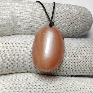 Orange Milky Moonstone Necklace, Celestial Silk String Necklace, Ethereal Moon Stone Jewelry, Silk Cord Jewelry, Minimalist Boho Choker