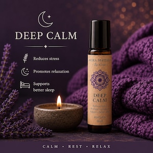 DEEP CALM Roll-On | Sollievo dallo stress in pochi secondi | Miscela aromaterapica calmante | Olio essenziale rilassante | Aura Matter