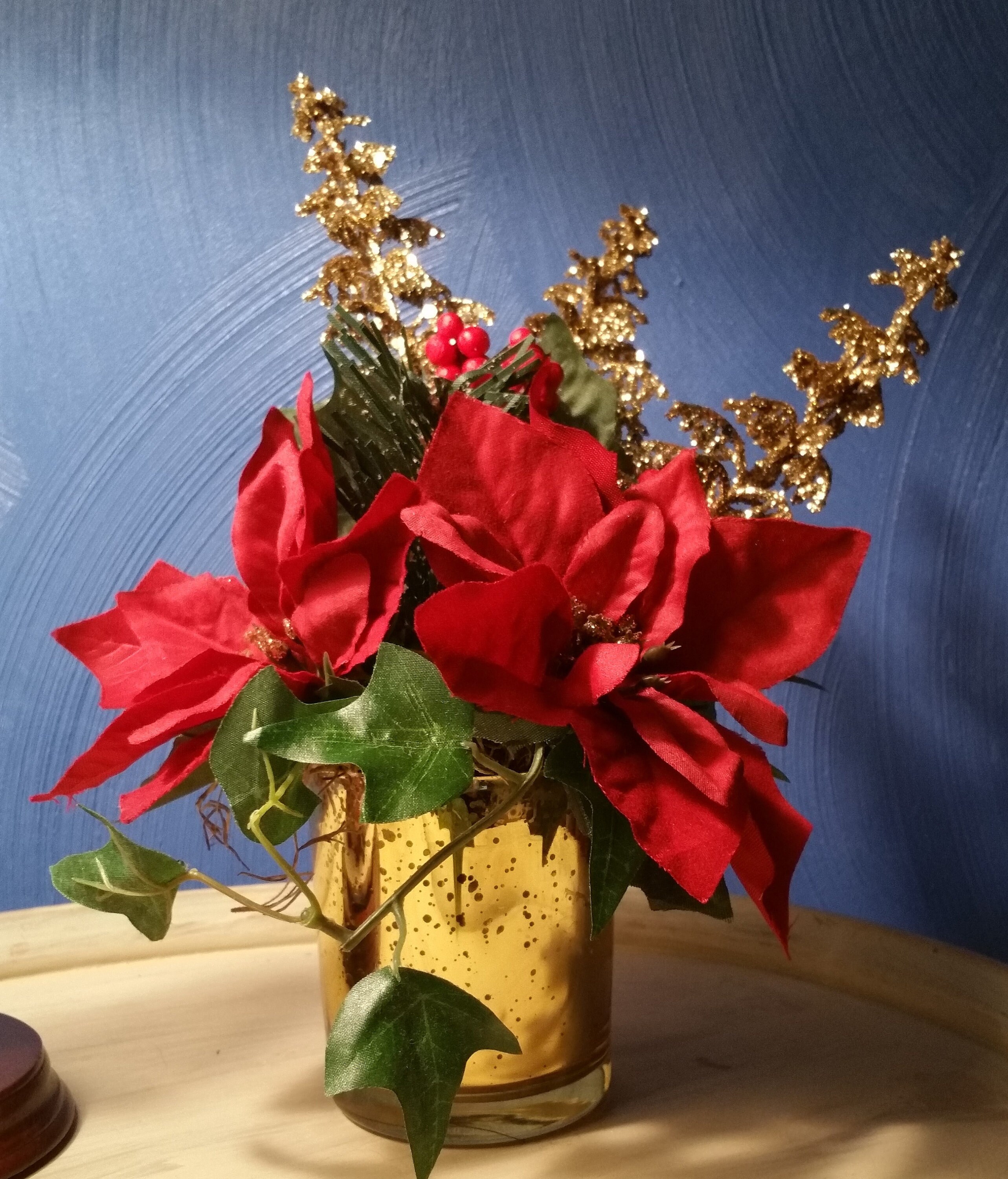 Small Christmas Silk Flower Arrangement Table Decoration for Etsy