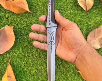 Paul Atreides Crysknife Replica from Dune, Fremen Sacred Blade with Wooden Handle and Leather Sheath, Sci-Fi Cosplay Collector Gift for Him