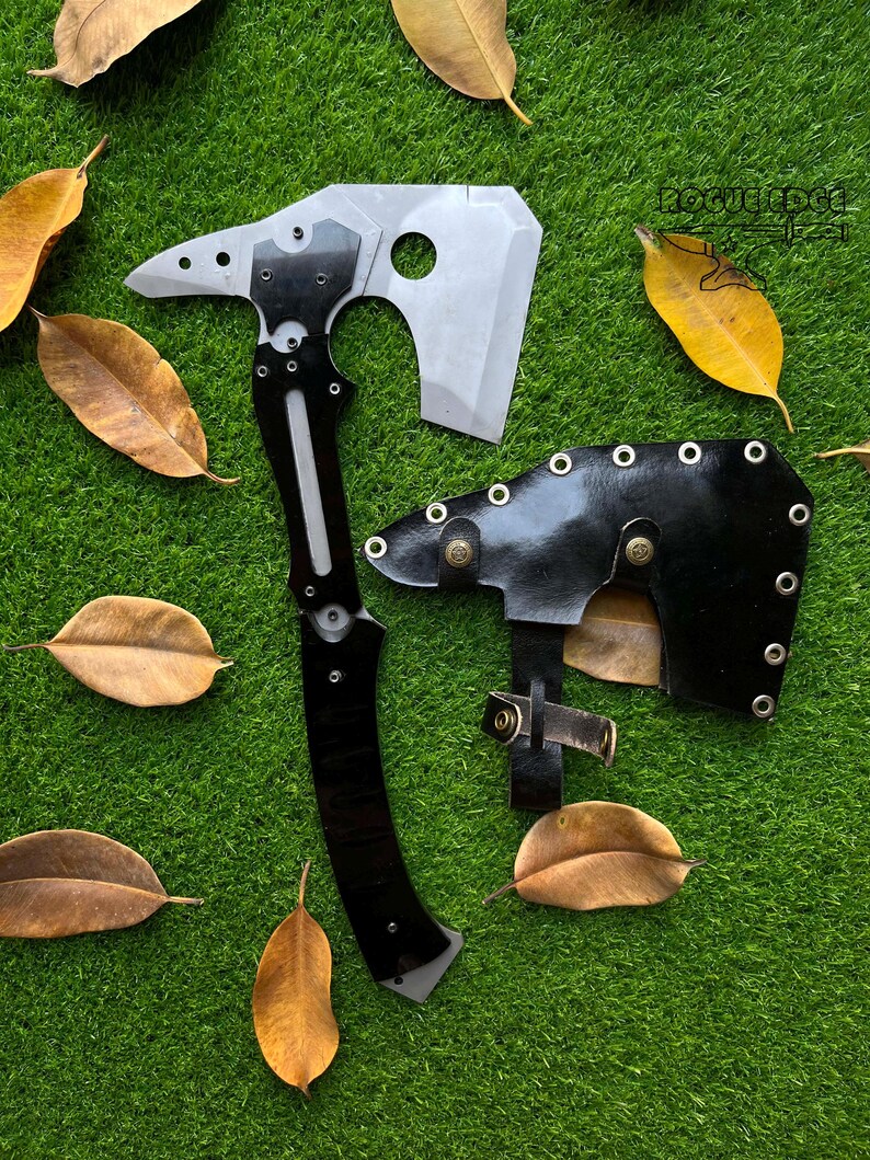 Leon Kennedy fully upgraded hatchet RE9 side view black sheath Resident Evil Requiem prop gift