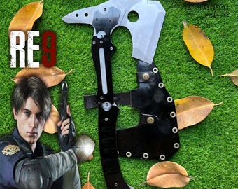 Leon Kennedy Upgraded Hatchet RE9 | Resident Evil Requiem | Real Steel Tactical Axe | Fully Upgraded Replica | Survival Horror Gift Him