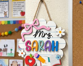 Personalized 3D Teacher Door Sign: Back to School Classroom Decor, Custom Classroom Sign, Teacher Name Sign, Classroom Decoration