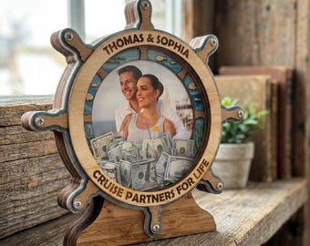 Personalized Cruise Partners For Life Box, Custom Photo Couple Back View Cruise Money Bank, Custom Names Vacation Decor Gift, Wedding Gift