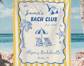 Banner para despedida de soltera con temática costera, tapiz de lino para despedida de soltera en la playa, telón de fondo para despedida de soltera en Miami, decoración para fiesta en club de playa.
