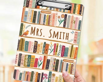 Portapapeles con diseño floral personalizado para estantería, regalo de acrílico para profesores, regalos de agradecimiento para profesores, material escolar, regalo para amantes de los libros.