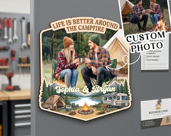 Imán personalizado "Compañeros de crucero para toda la vida", imán personalizado con foto para acampar, regalo de decoración para vacaciones con nombres personalizados