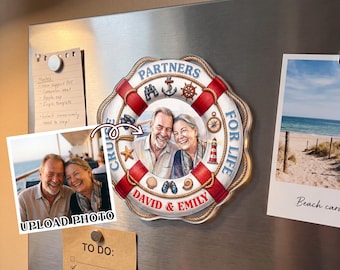 Imán personalizado para puerta de crucero, regalo personalizado para parejas para las vacaciones, navegando juntos por la vida, regalo de verano para marido y mujer.