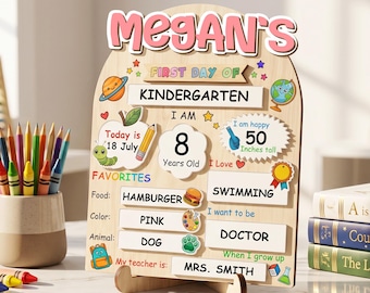 Custom Name First And Last Day Of School Sign, Reusable Back To School Sign, Reusable Dry Erase Board, 1st Day Of Kindergarten Board