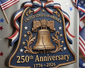 Imán para nevera del 250 aniversario de EE. UU., imán de madera de la Campana de la Libertad, regalo de la Independencia 1776–2026, decoración patriótica para el hogar