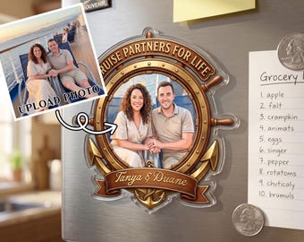 Imán personalizado "Compañeros de crucero para toda la vida", imán personalizado para puerta de crucero con foto de pareja, imán de barco de vacaciones, regalo para parejas, amantes de los cruceros.