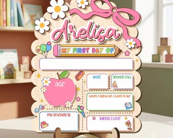 Custom First Day School Sign, Back to School Board, 1st Day of School Kindergarten Sign, Custom First Last Day School Photo Prop Keepsake