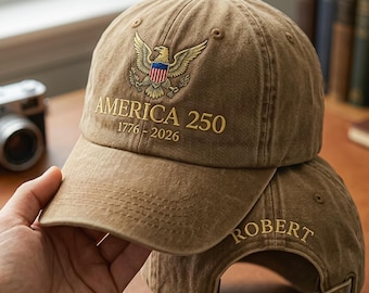 Gorra personalizada con nombre del 250 aniversario de EE. UU. (1776-2026), gorra de béisbol patriótica bordada, regalo del 250 aniversario de Estados Unidos, gorra para veteranos