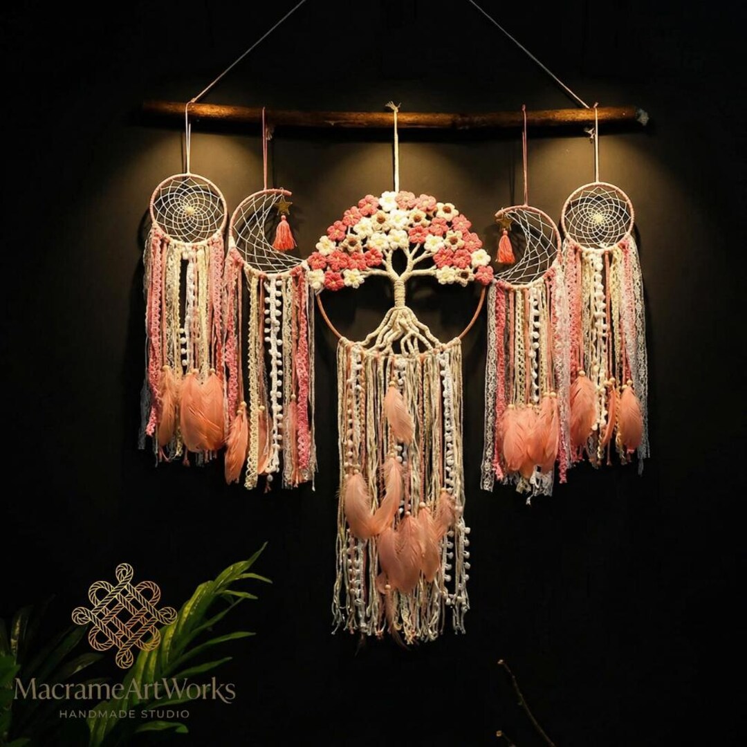 Tree of Life Dream Catcher Set Boho Wall Hanging Large Spiritual Decor ...