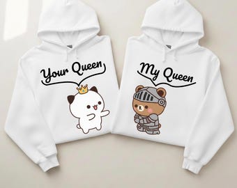 Couple Hoodies – Bear Knight & Cat Queen Matching Set