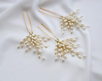 Ivory Pearl Hair Pin set of 3, Bridal Headpiece, Wedding  hair accessories
