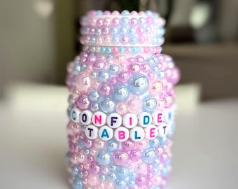 Bedazzled Pill Bottle | Glam Medicine Container | Handmade Shiny Decor | Custom Kawaii Glam Gift