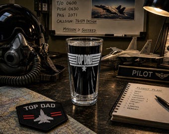 Top Dad 16 oz Pint Glass – Perfect Fathers Day Gift
