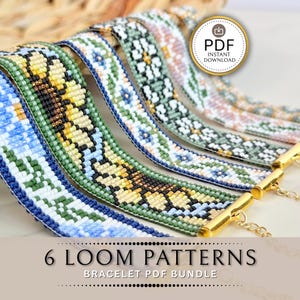Flower Bead Loom Bracelet Pattern Bundle | DIY Jewelry PDF | 6 Miyuki Seed Bead Designs (Instant Download)
