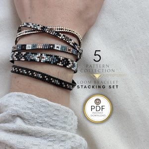 Loom Bead Pattern Collection | Thin Stackable DIY Bracelets Mix and Match | 5 Bracelet Bundle | Instant Download PDF